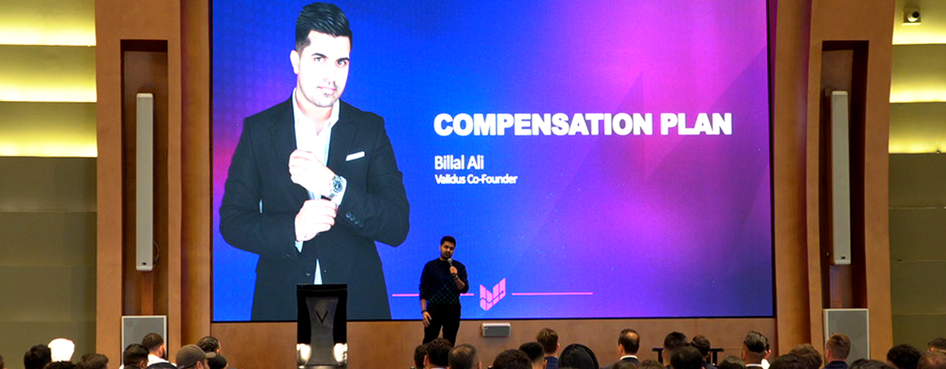 Validus Compensation Plan presentation with Billal Ali on screen